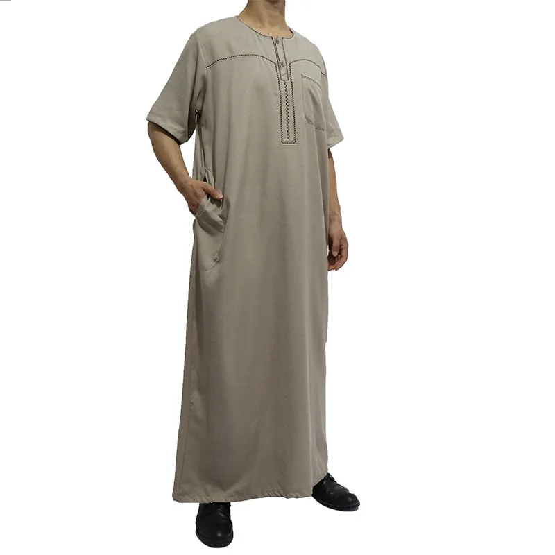 

Wholesale Contract Colors Muslim Abaya Men New Fashion Designs Islamic Mens Clothing Dubai Men Thobe Muslim Dress Long Sleeve