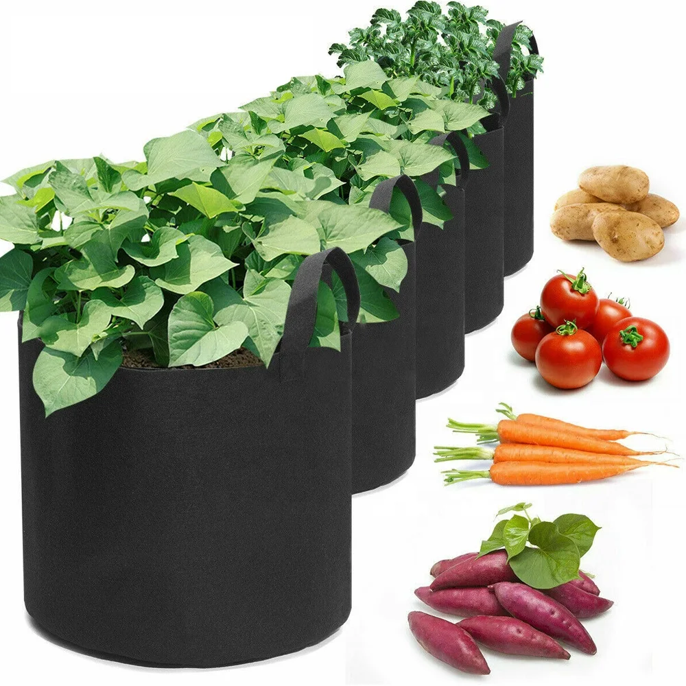 

3 5 7 10 15 20 25 30 100 Gallon Non Woven Planter Grow Bags Aeration Fabric Pots Garden Potato Felt Grow Bags, Black, gray, white, green, brown, customized