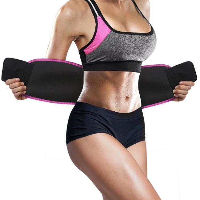 

Easy to Use Product Waist Trimmer Belt Weight Loss Wrap with phone Pocket sweat band waist trainer for women, Black,pink,blue,green