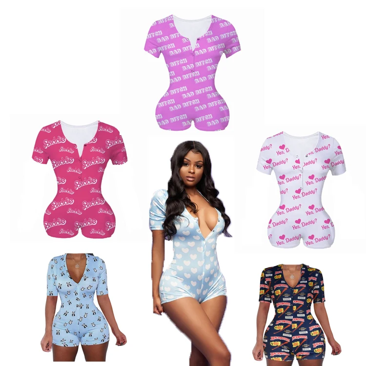 

Customize summer short sleeve halter Sexy Adult Onesie For Women, Customized color/as show