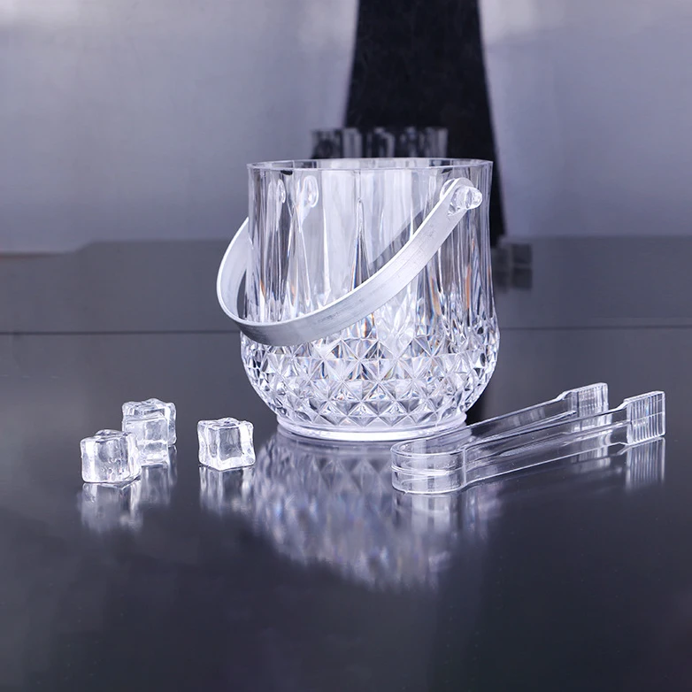 

SQ175 Creative Champagne Ice Bucket Transparent Plastic Ice Cube Container Bar Store Acrylic Diamond Ice Bucket, As pic