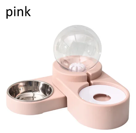 

1.8L New Bubble Pet Bowls Food Automatic Feeder Fountain Water Drinking for Cat Dog Kitten Feeding Container, Pink blue