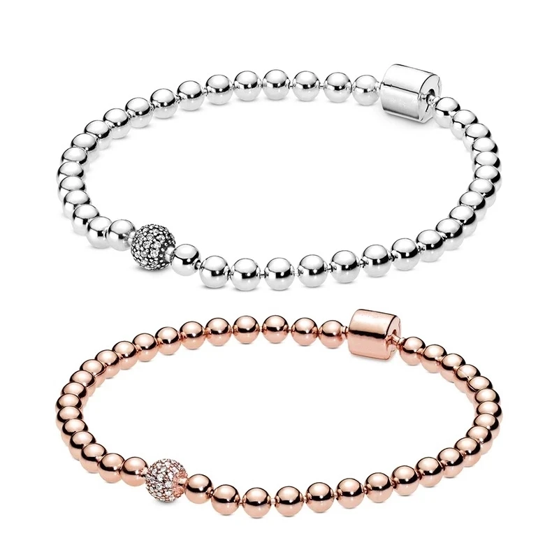 

High-quality pink gold fashion style bracelet, ladies charm bracelet, can be used with Pandora pendant and beaded, Rose gold