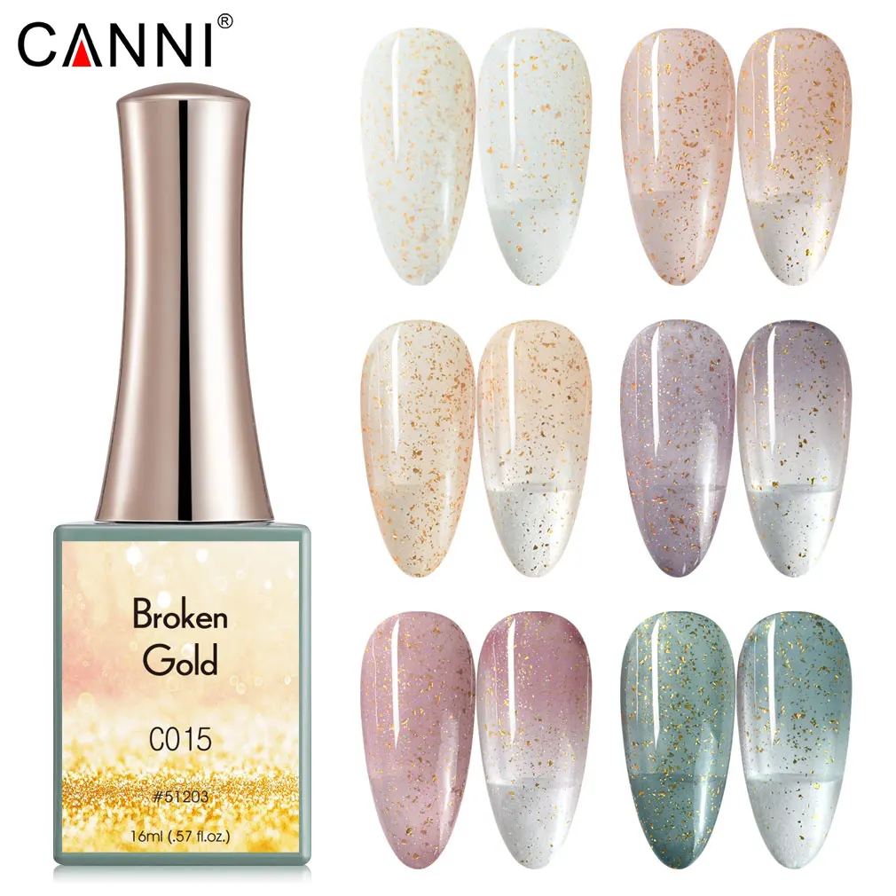 

16ml CANNI gel nail polish nail glitter gold super shiny colors UV gel varnish VENALISA soak off led nail gel polish 51203, 6 colors