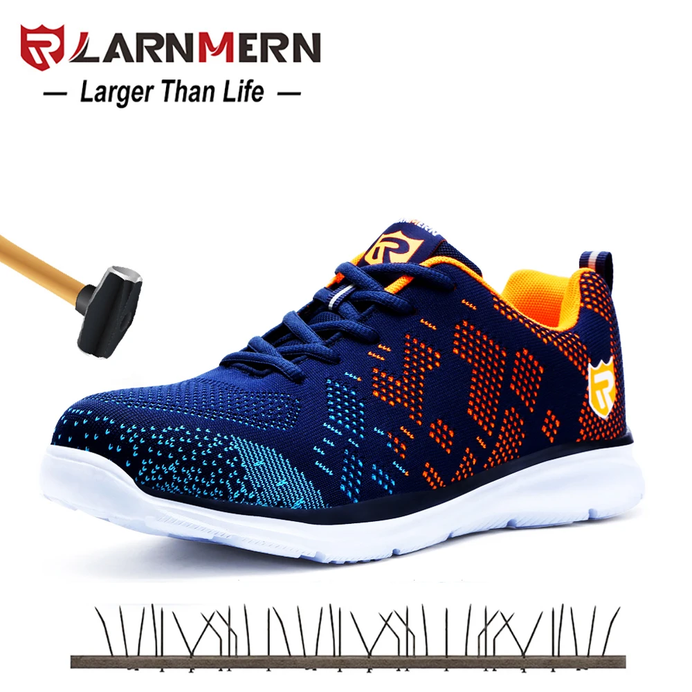 

LARNMERN OEM/ODM Lightweight Breathable Men Safety Shoes Steel Toe Work Shoes Anti-smashing Construction Sneaker With Reflective