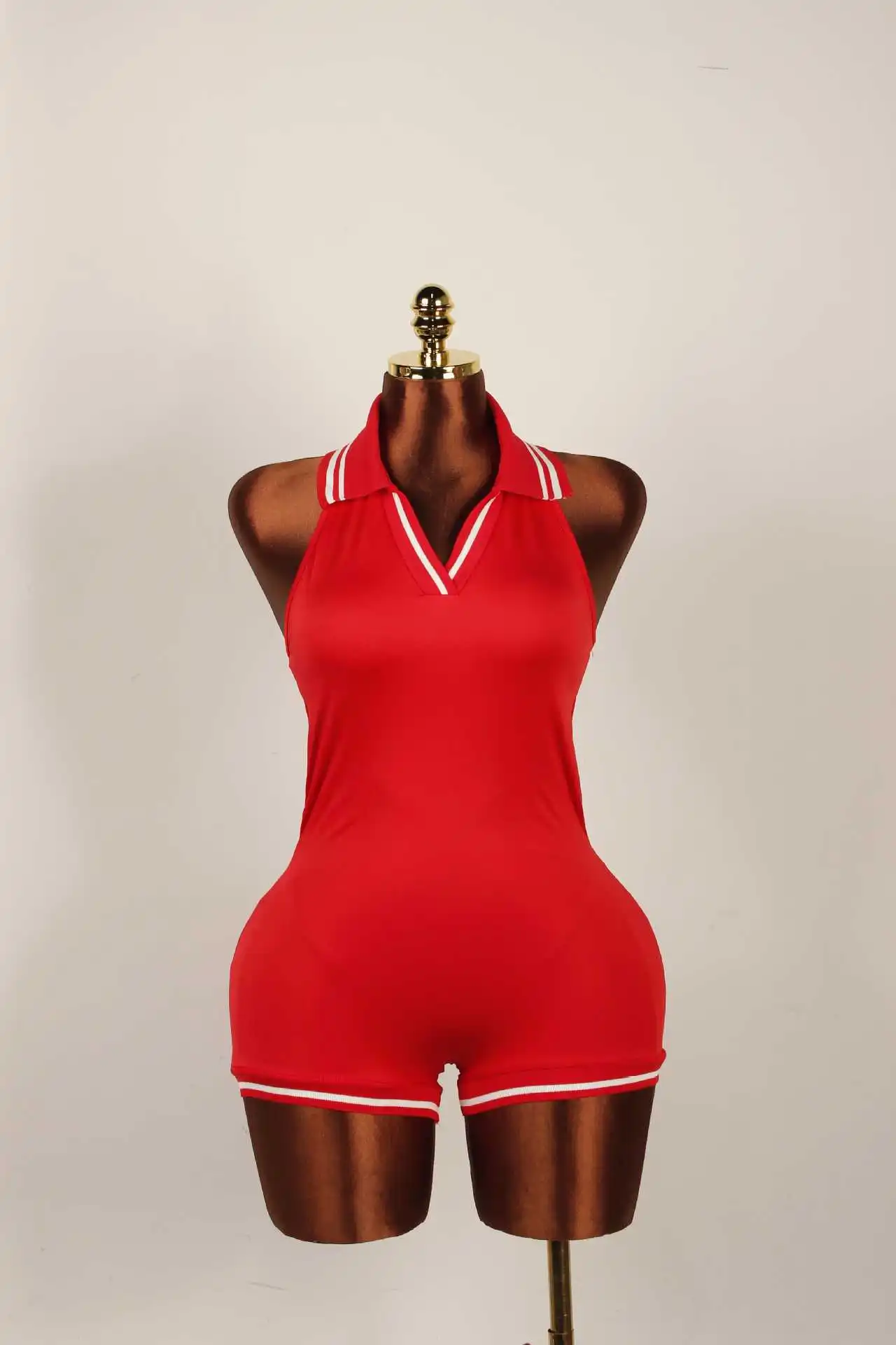 2026 Summer Female Clothes Sexy Romper Halter V Neck Knit Backless Shorts Jumpsuits for Women