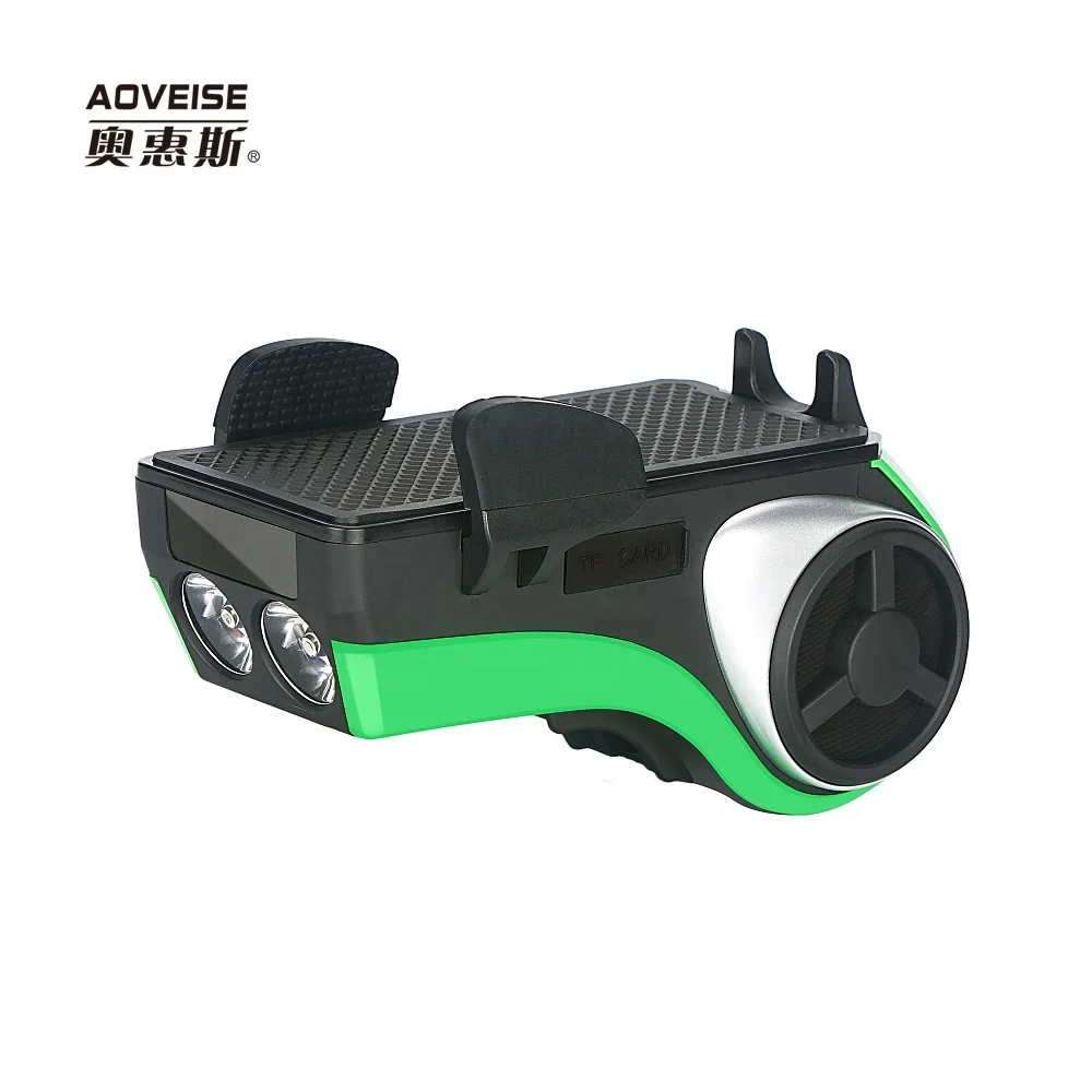 

with double lights portable moutain bike mini speaker wireless bicycle speakers AV127B[AOVEISE], Green and black or customed