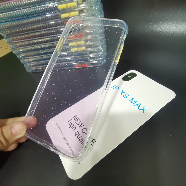 

Fashion model IMD glitter with fade color design double hard TPU shockproof phone cover case for iphone 11 pro max 6.5 inch, Transparent