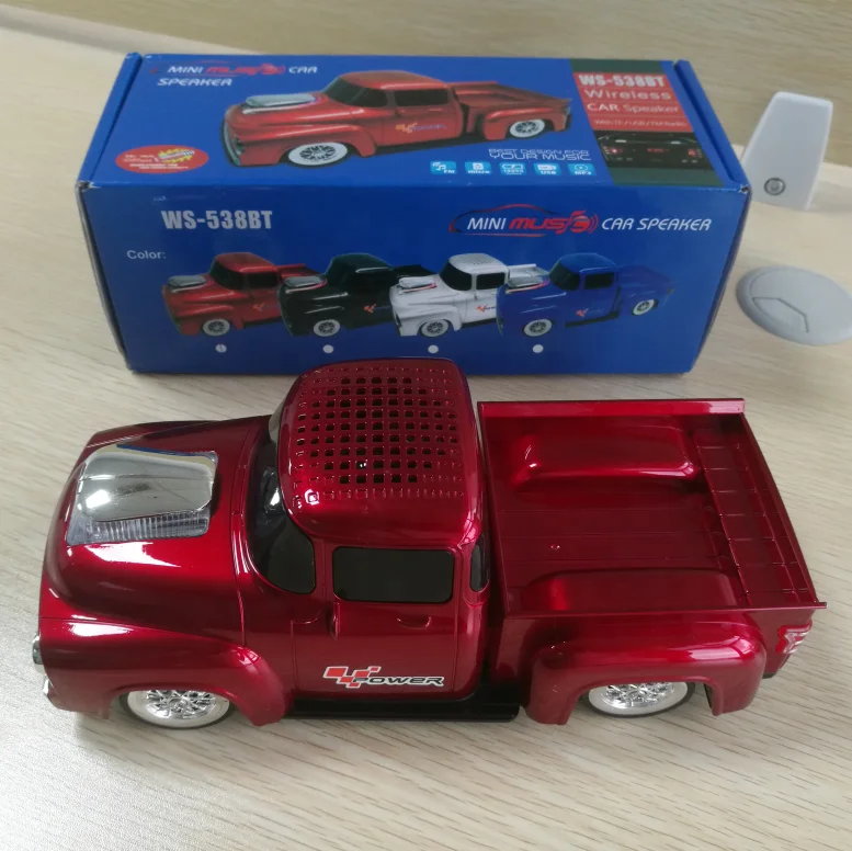 

Hot Sale Truck Shape WS-538 Stereo Portable Outdoor Car wireless speaker With TF FM AUX FM USB cable