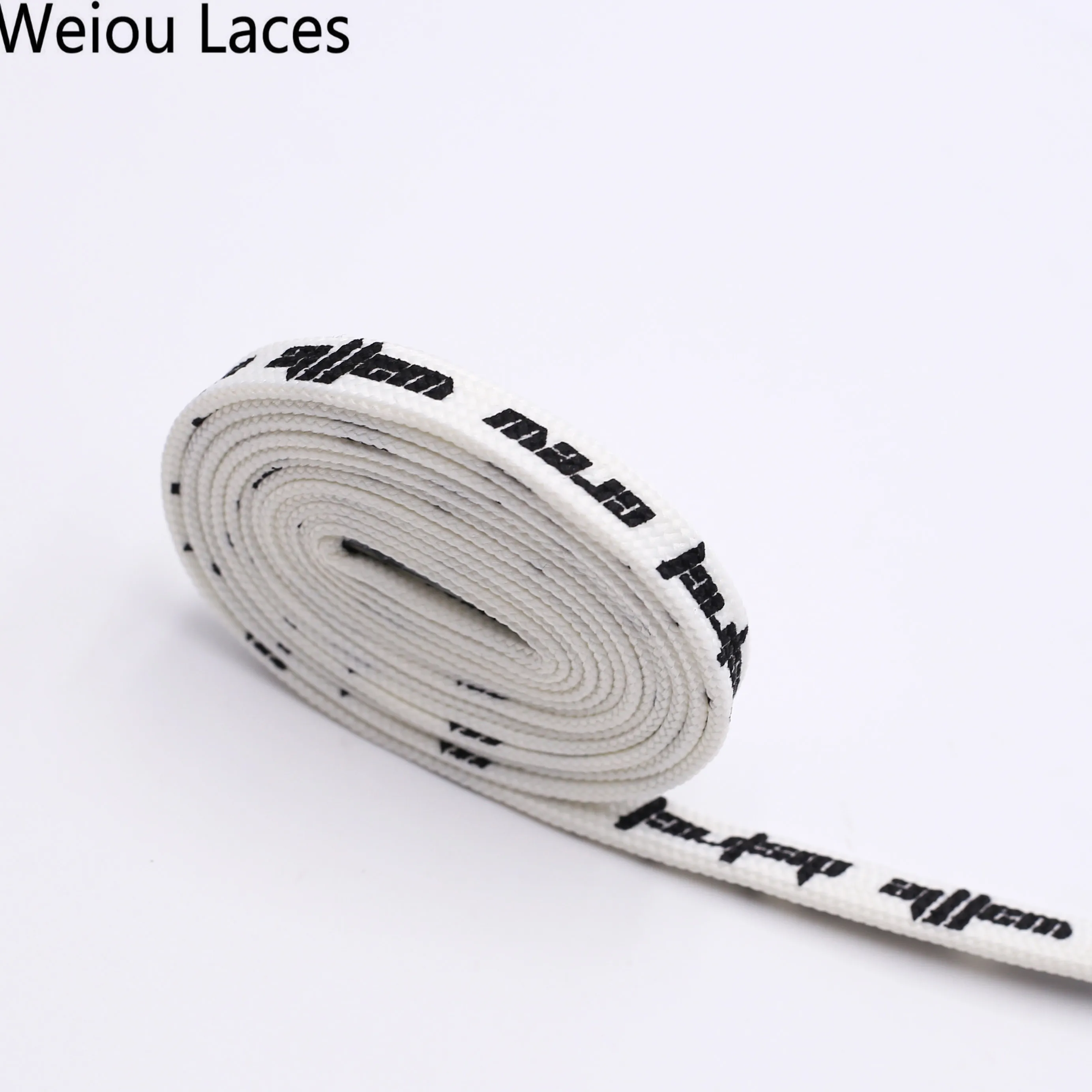 

Weiou Flat Shoelaces with Free Shipping Individual Package Tube Package Shoelaces New Design Waffle District Printing Polyester, Black white, support customized color