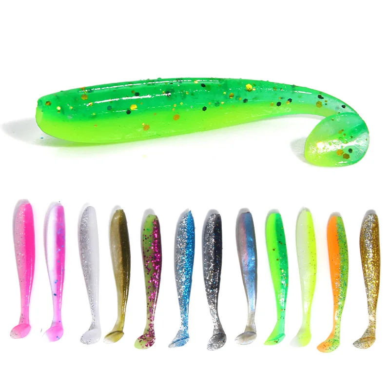 

Amazon Best 1.8g Fake Bait Two-Color T tail 6.5cm Green Soft Lure Set, 2 colors