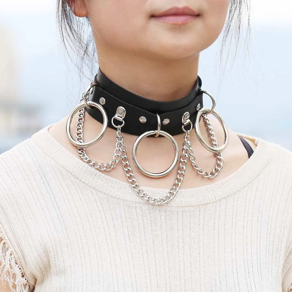 O Ring Chain Women Leather Necklace Punk Necklace Cosplay Choker Necklace Buy Necklace For Women Punk Necklace Necklace Product On Alibaba Com