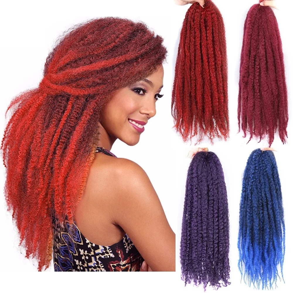 

20 inch afro Kinky Twist Marley Braid Hair Crochet Synthetic Braiding Hair Crochet Braids Hair Extensions Bulk Black Brown