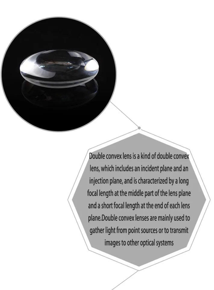 Custom Big Optical Magnifying Glass Convex Round Lenses Biconvex Lens