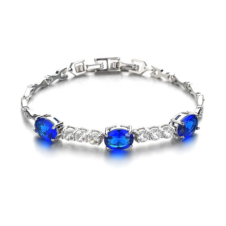 

Factory Direct Sales Jewelry Zircon Crystal Jewellery Fashion Women Sapphire Bracelet, White, blue, multi