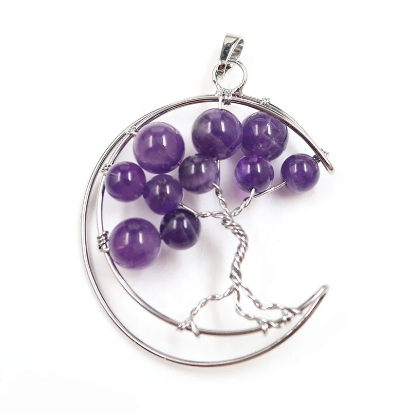 

7 Chakra Quartz Natural Stone Tree of Life pendulum Pendant Necklace for Women Healing Crystal Necklaces Pendants Reiki Jewelry