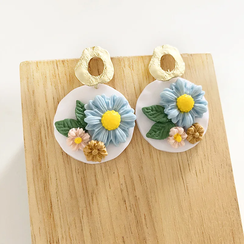 

PAVA 2022 flower polymer clay earrings handmade drop boho earrings clay making for women polymer clay cutters for earrings