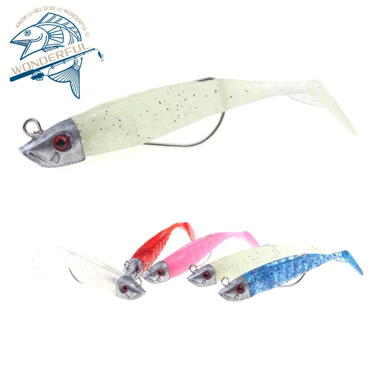 

10g 80mm 5 Colors Artificial Plastic Worm T Tail Soft Fishing Lure With Lead Head Hook