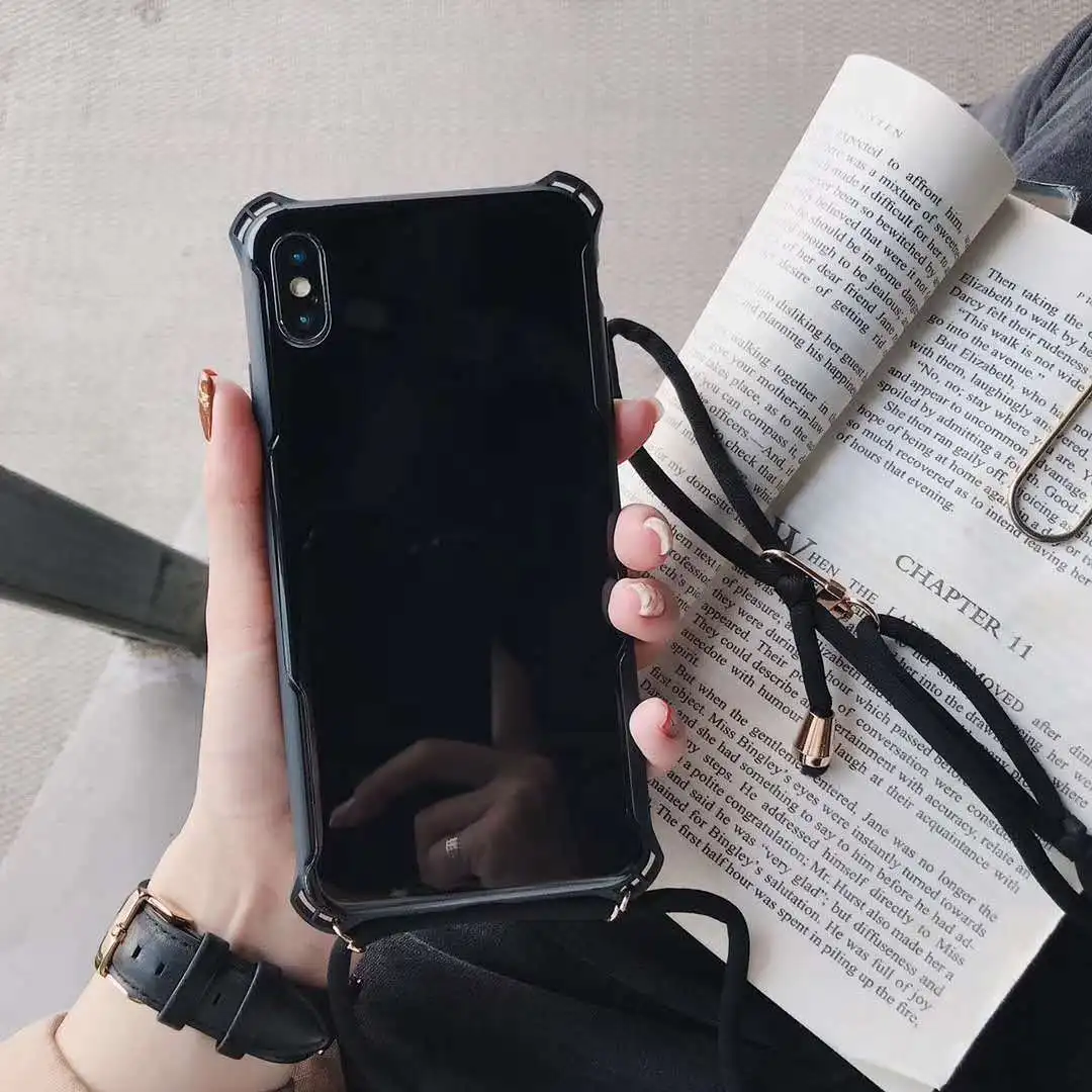 Candy Color Shockproof Strap Cord Chain Crossbody Necklace Phone Case For iPhone XR XS MAX