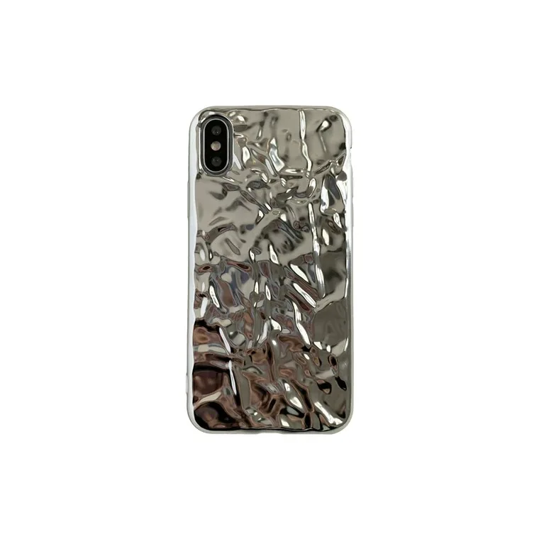 

Silver Tinfoil Texture Electroplate Phone Case For iPhone 12 Pro Max Mini 11 X XS XR Ins Hot Sale Designer