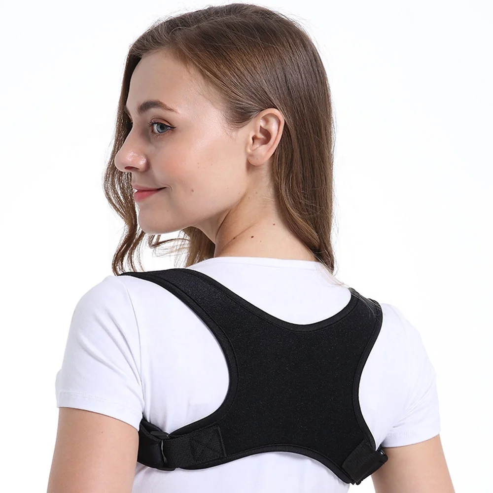 

Amazon hot sale adjustable back posture corrector back support clavicle spine, Black color