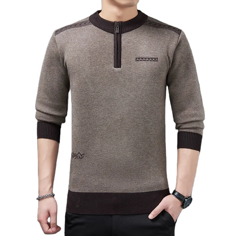 

Wholesale new arrival 1/4 zip formal style man's long sleeve slim fit cashmere man sweater