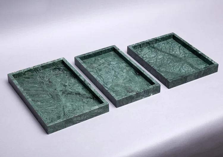 Nordic style green marble rectangle jewelry box