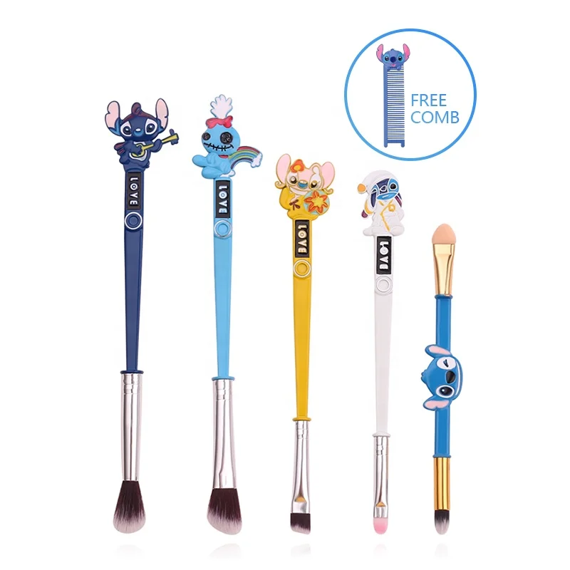 

Makeup Brush Set Powder Eye Shadow Cepillo Stitch Cartoon Character Unique Design 5 Pcs Daily Makeup 10 Sets Flannelette Bag