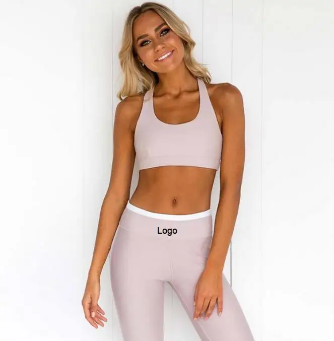 

Hot Selling Women Shockproof Quick Drying Yoga Vest Sport Long Legging Pants Set, As picture