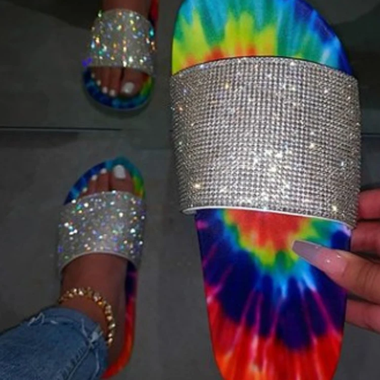 

good quality Glitter Slippers Flip Flops Beach Diamond Flat ladys summer bling shoes Outdoor women platform sandals