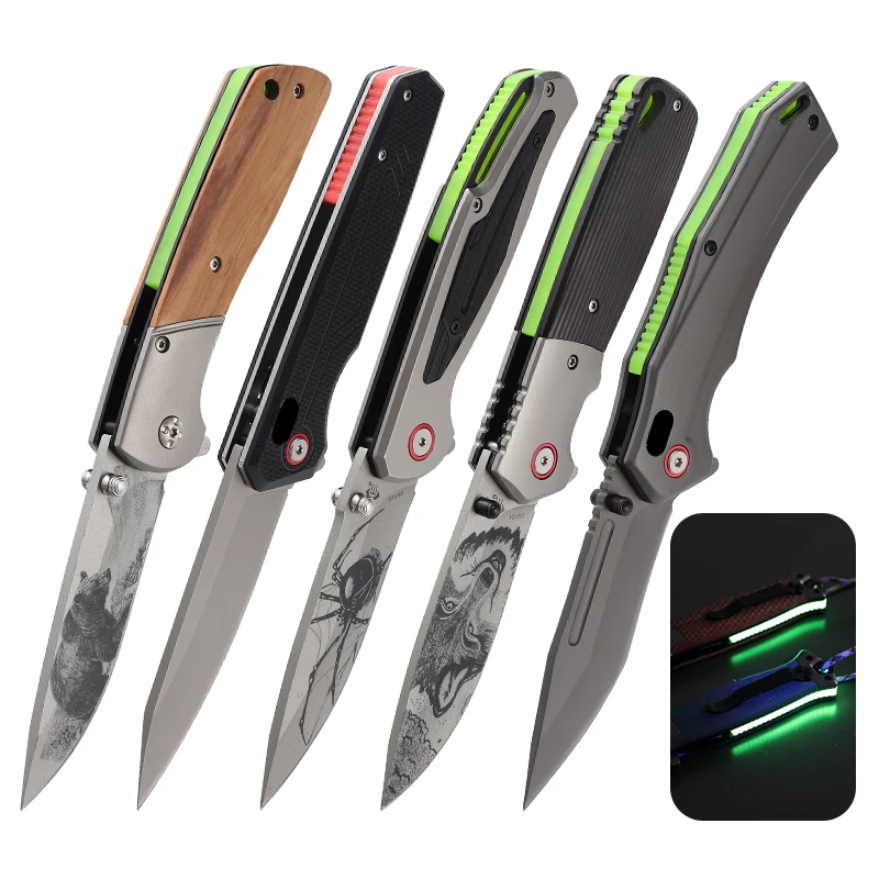 

pocket knife glow in the dark Luminous folding knife natural brighten handle camping knife shining EDC outdoor hunting