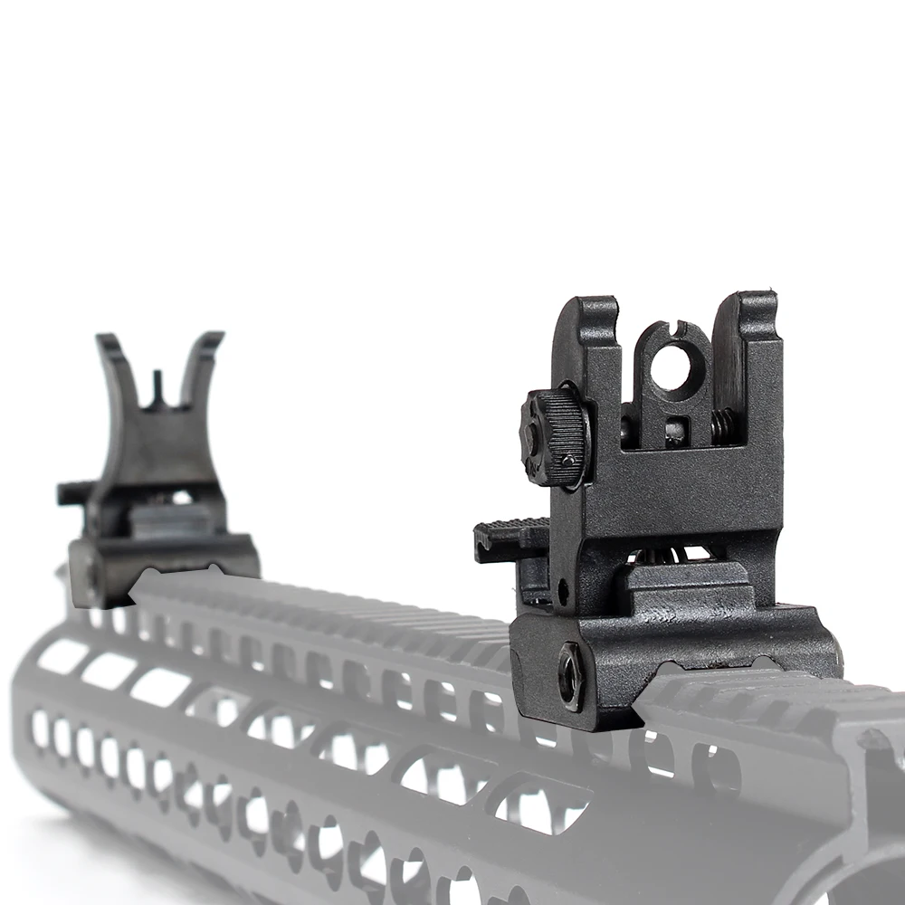 

AR15 Polymer Combat Windage Adjustment Rail Front and Rear Sights for Universal Dovetail 1913 and Weaver style Rail, Black