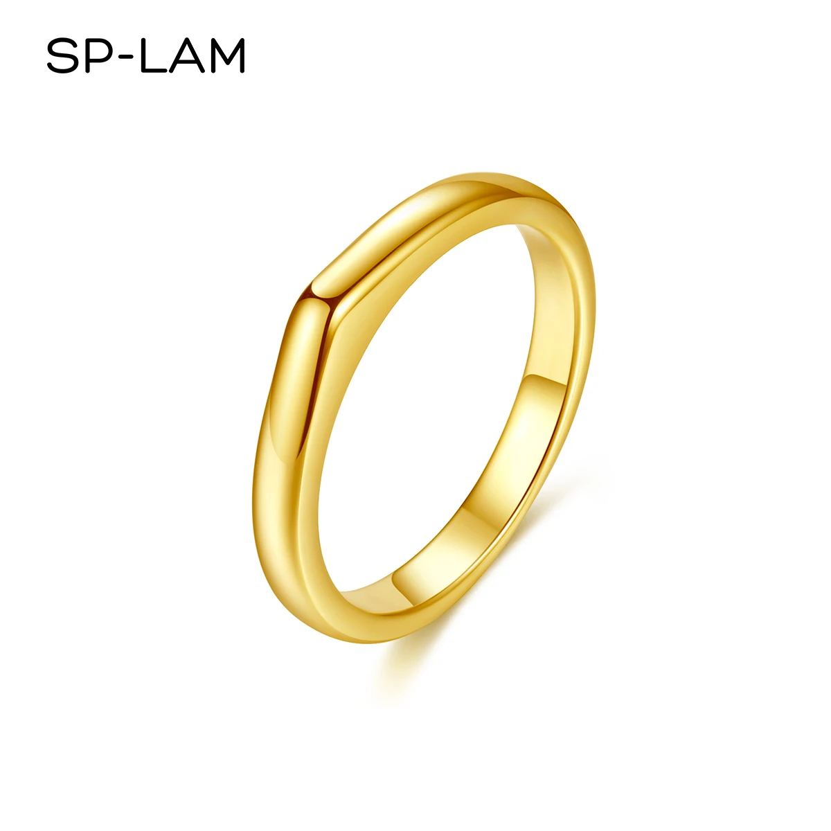 

SP-LAM Gold Plated Minimalist Jewelry Band Fashion Geometric Design 14K Dainty Ring for Woman