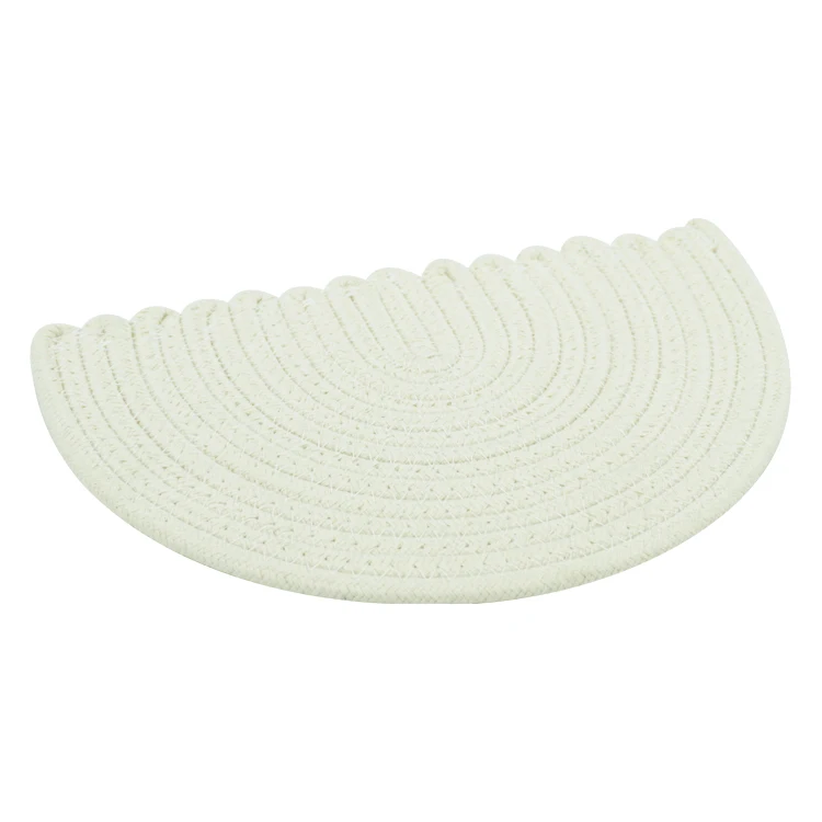 

Weave cotton rope irregular coaster household decoration semicircular for living room kitchen bathroom, Black and white