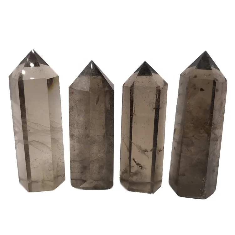 

wholesale natural smoky quartz wand clear quartz crystal points for healing