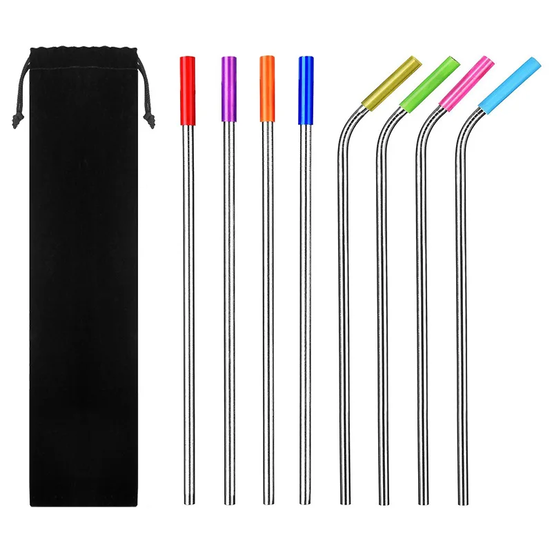 

Reusable Metal Straws Stainless Steel Drinking Straws with 2 Cleaner Brush Kit Wedding Party Drinking Accessories, Silver