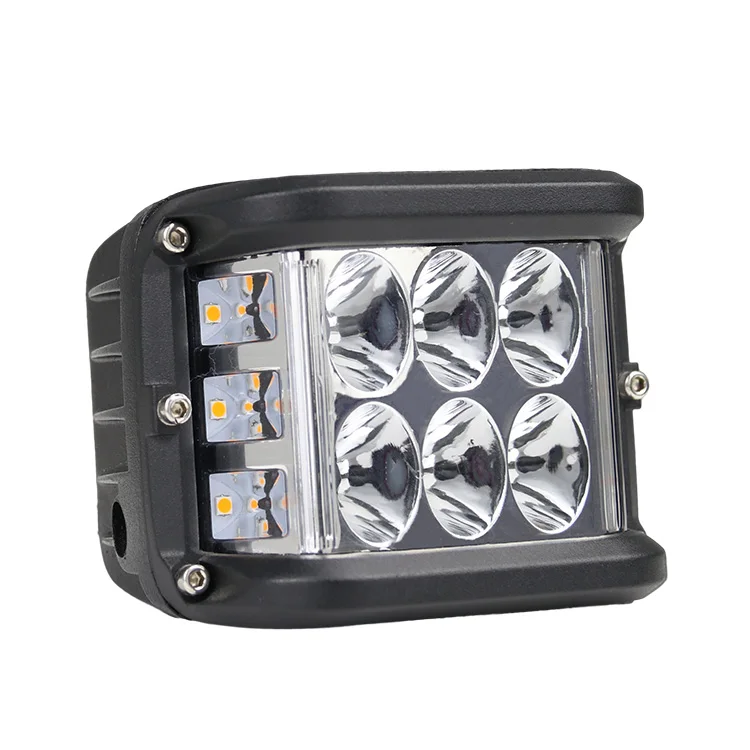 3 Inch Dual Color Led Worklight Strobe Flashlight 4X4 12V Car Square Offroad 72W Led Work Light Bar