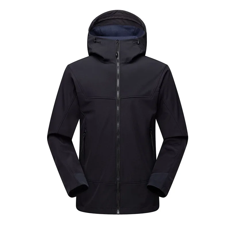Men's Women's Waterproof Windproof Soft Shell Hooded Jacket Warm Fleece for Outdoor Mountaineering Camping Hiking Zipper Closure