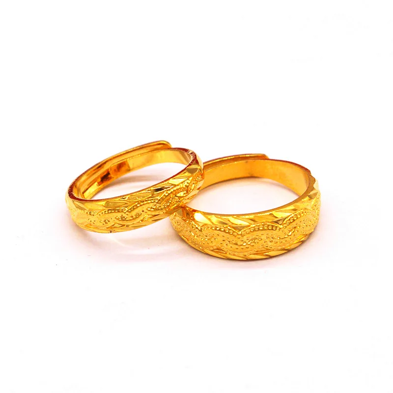 

Vietnam Sand Gold Twist Ring Men And Women Domineering Personality Gold-Plated Fashion Opening Does Not Fade Couple Ring Jewelry