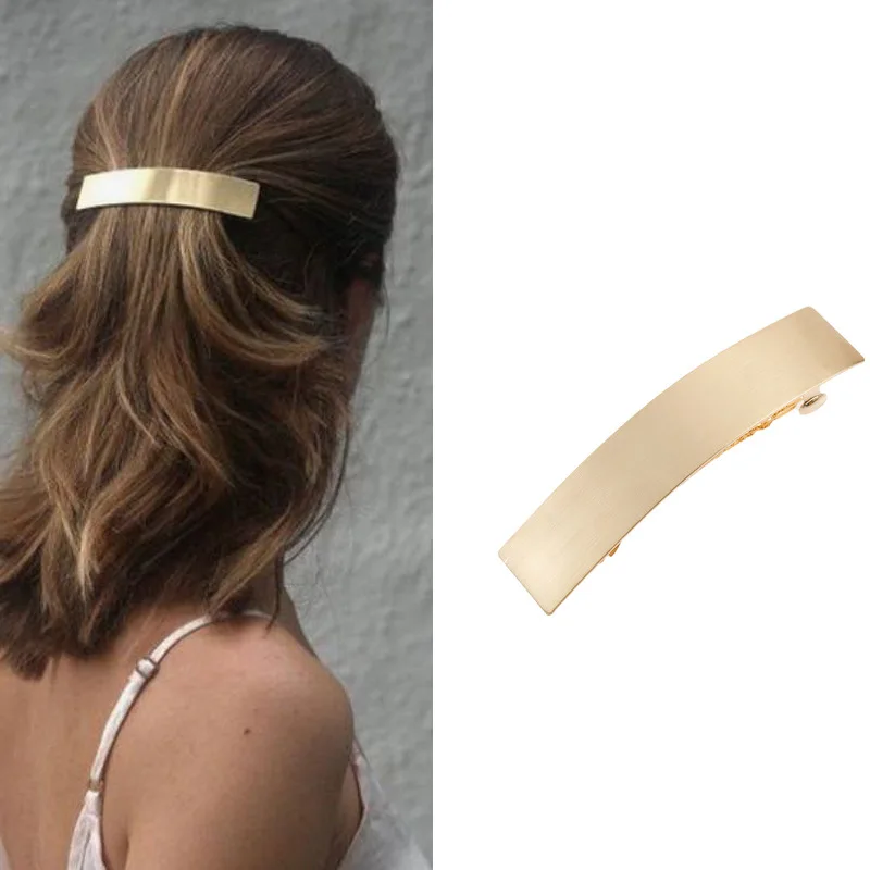 Fashion Hair Accessories Geometric Metal Hair Clips Gold Silver Simple Spring Clips Metal Hair Barrettes Women