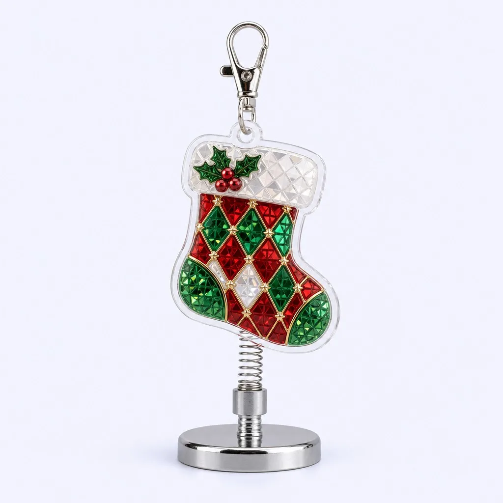Festive Stocking Spring Bobblehead Keychain