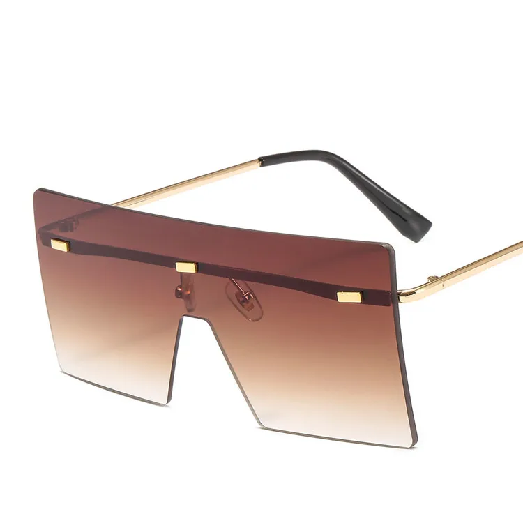 

Color Change Frameless cat3 uv400 Vintage One Lens Oversized Square Big Frame Sunglasses Women