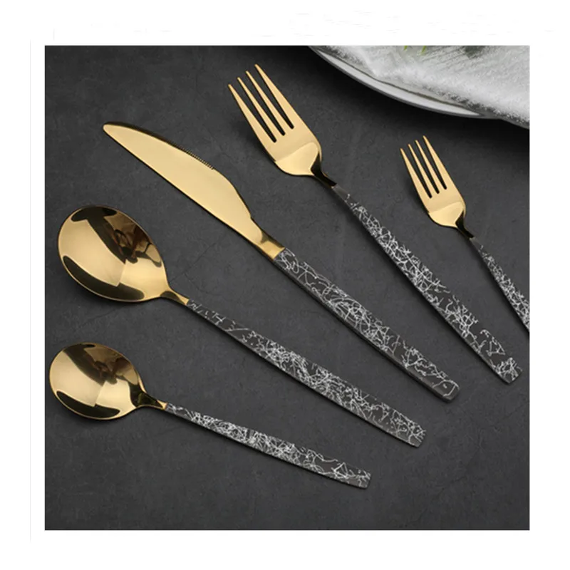 

2020 tableware table knife smooth stainless plastic handle round flatware set