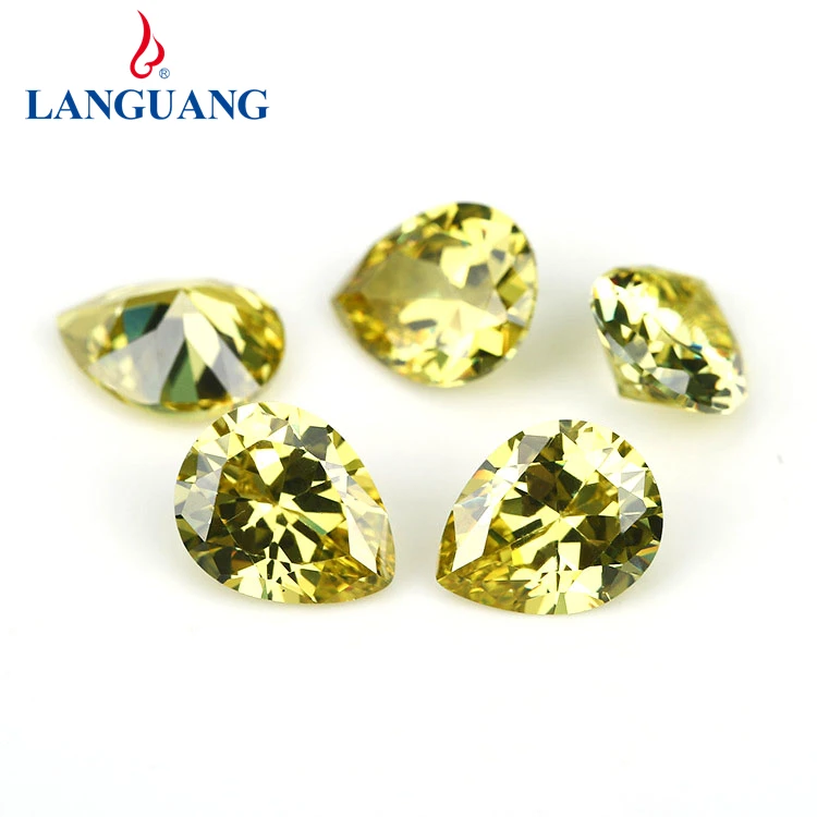 

Artificial water drop pear shape natural olive yellow diamond loose gem cubic zirconia gem wholesale, Tanzanite blue