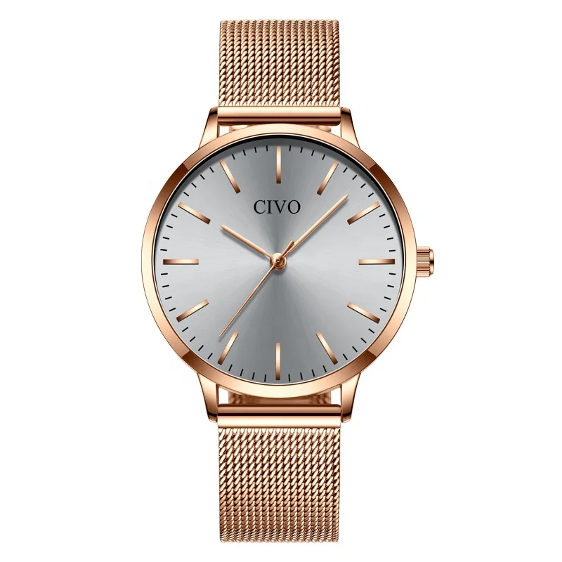 

CIVO hot Waterproof stainless Mesh Strap Quartz Watches high quality casual luminous wrist watch reloj mujer