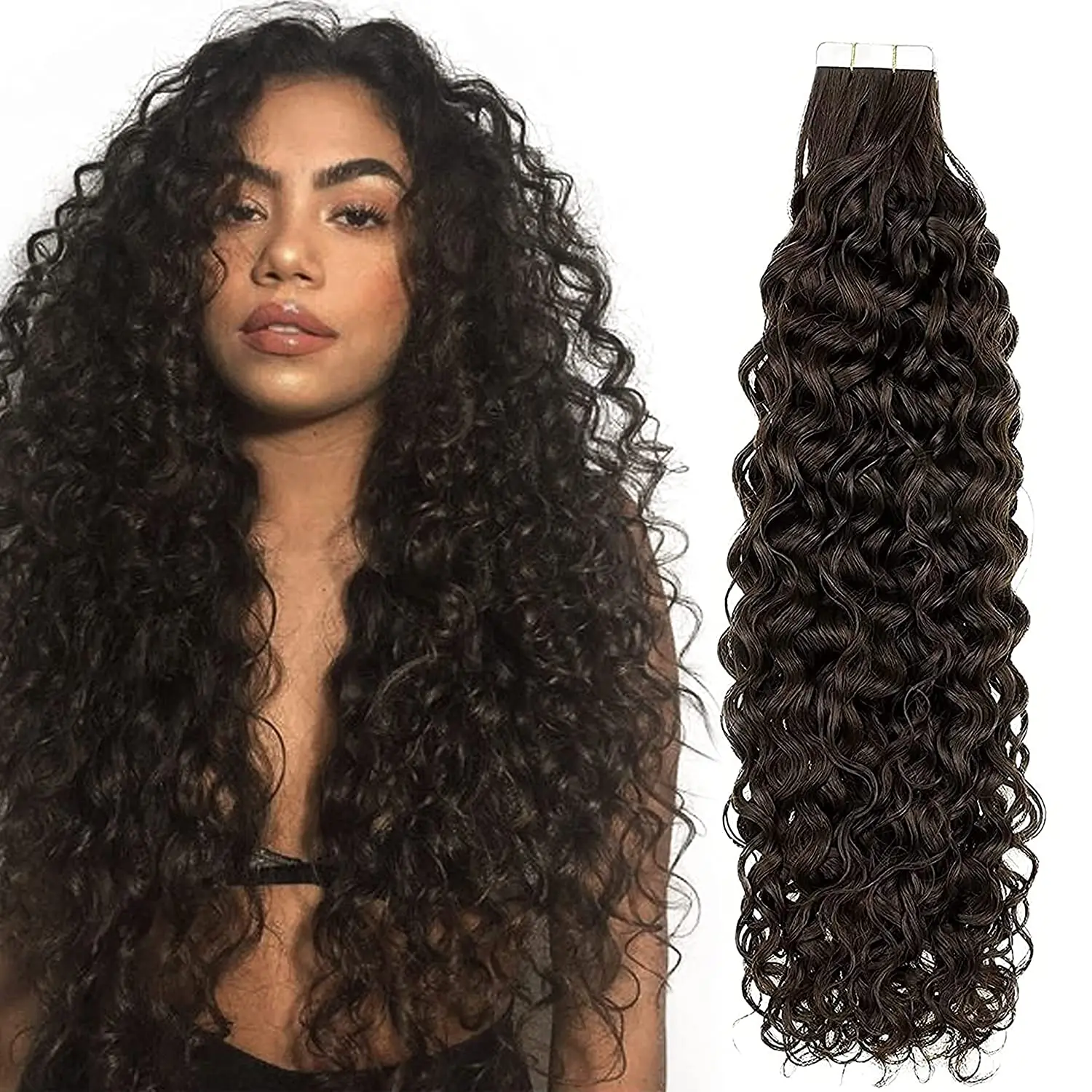 

Wholesale Natural Color Black Unprocessed Virgin Raw Brazilian Kinky Curly Hair Extensions Invisible Tape In Remy Hair