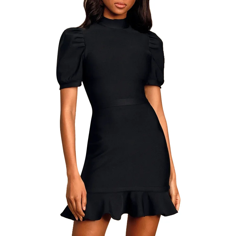 

FS0828D sexy Ladies Pure Color dresses