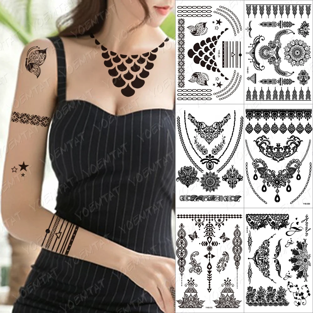 

Painting Art Sexy Tatto Necklace Wilderly Bride Tattoo Henna Sticker, Cmyk