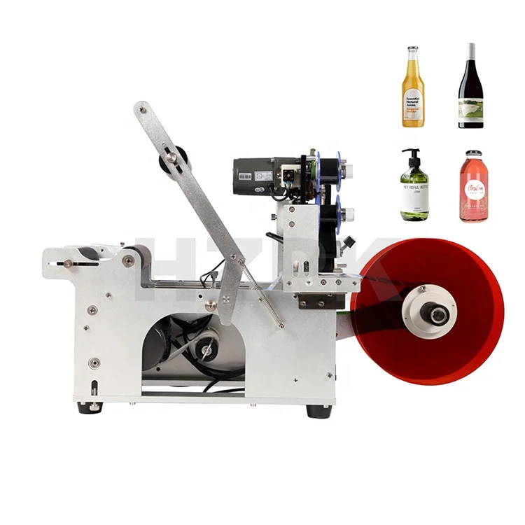 

HZPK semi automatic manual sticker bottle labeling vial labeling printing machine price for round bottles with coding