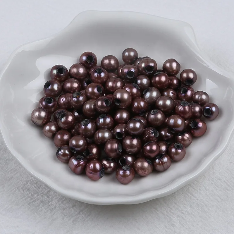 

Wholesale 7-8mm AA grade dyed color freshwater potato loose pearls drilled big hole for jewelry making